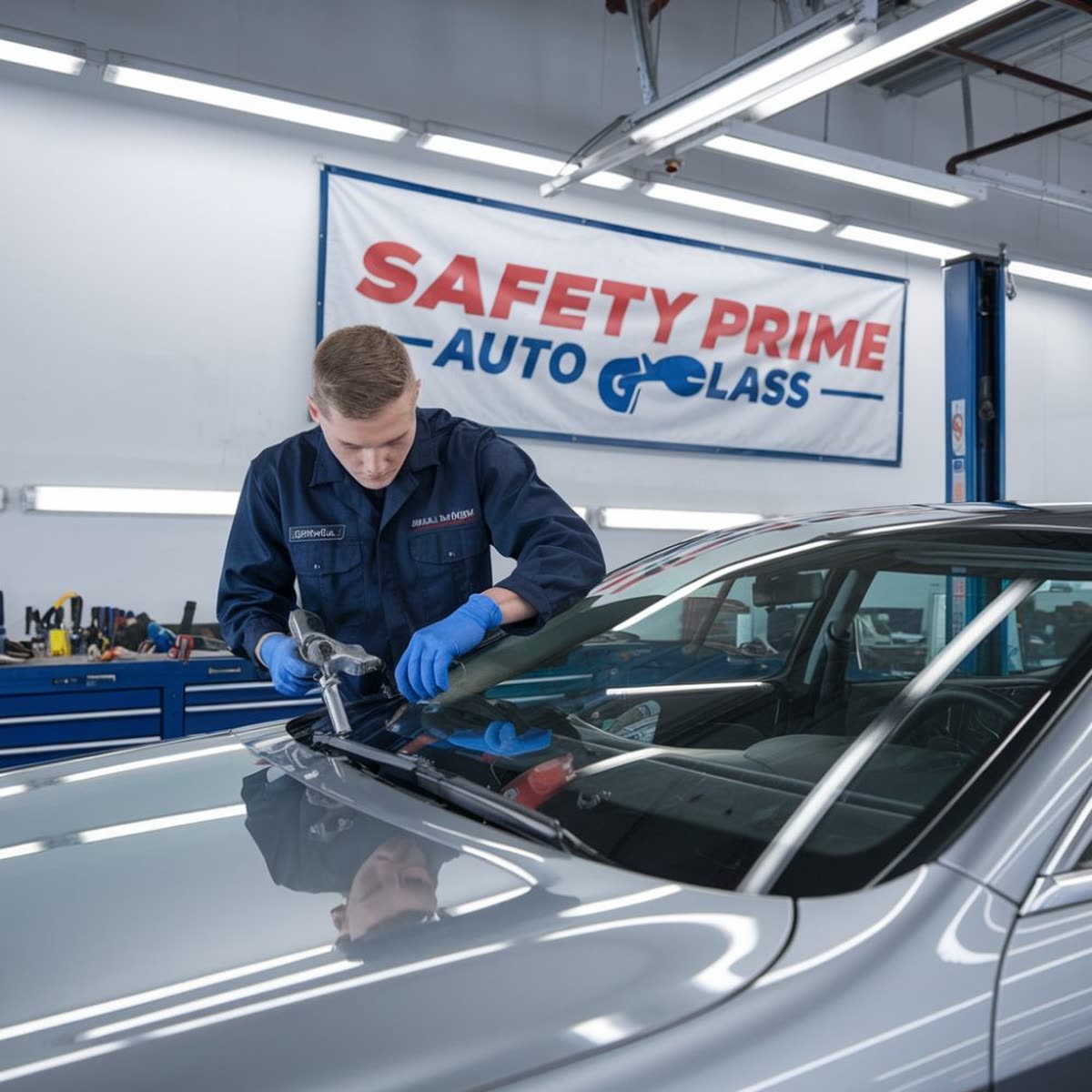 Safety Prime technician replacing a windshield