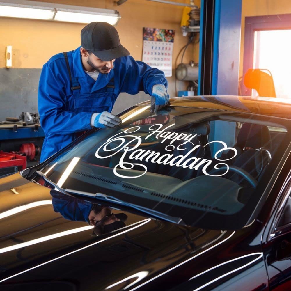 Window film being applied to a vehicle